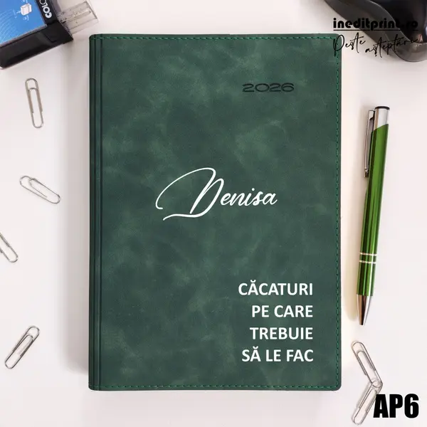 Agenda personalizata 2026 To do list AP6 DELUXE PREMIUM, Chia Suple Verde