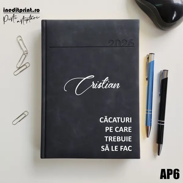 Agenda personalizata 2026 To do list AP6 DELUXE PREMIUM, Chia Negru
