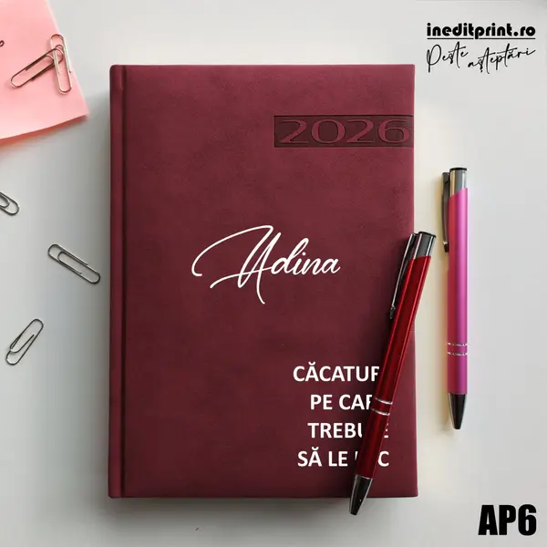 Agenda personalizata 2026 To do list AP6 DELUXE PREMIUM, Teano Bordo