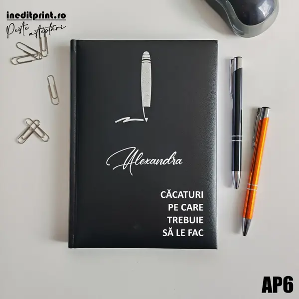 Agenda personalizata 2026 To do list AP6 NEDATATA H, NEGRU