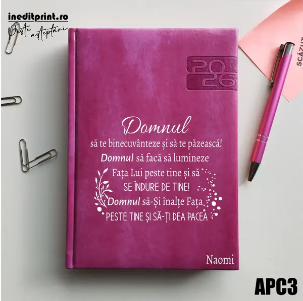 Agenda personalizata 2026 Verset Numeri 6:24-26 APC3 DELUXE PREMIUM, Narni Purpuriu
