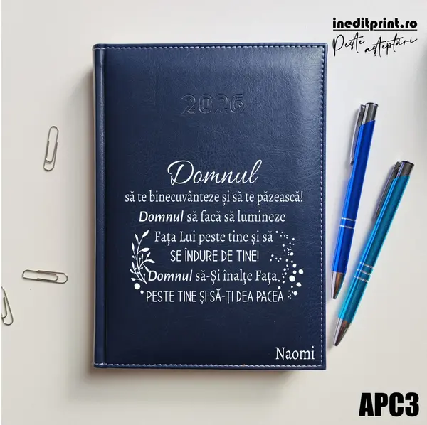Agenda personalizata 2026 Verset Numeri 6:24-26 APC3 DELUXE H, Corinaldo Albastru