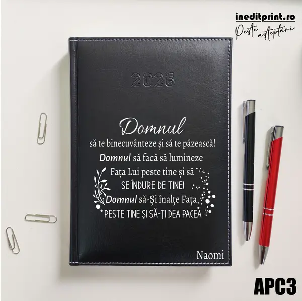 Agenda personalizata 2026 Verset Numeri 6:24-26 APC3 DELUXE H, Corinaldo Negru