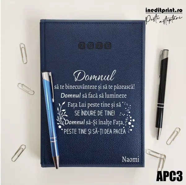 Agenda personalizata 2026 Verset Numeri 6:24-26 APC3 DELUXE PREMIUM, Alghero Albastru