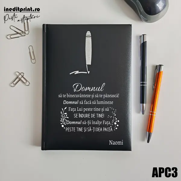 Agenda personalizata 2026 Verset Numeri 6:24-26 APC3 NEDATATA H, NEGRU