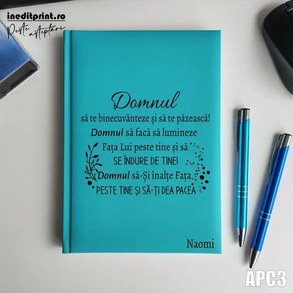 Agenda personalizata 2026 Verset Numeri 6:24-26 APC3 NEDATATA RT, Turcoaz