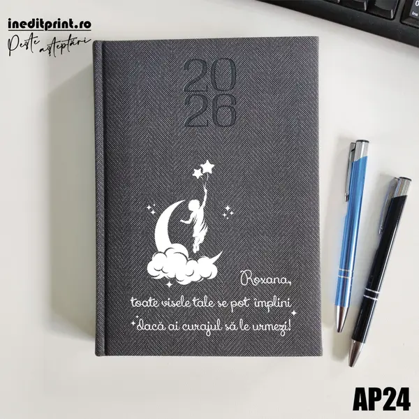 Agenda personalizata 2026 Visele tale AP24 DELUXE PREMIUM, Bard Gri