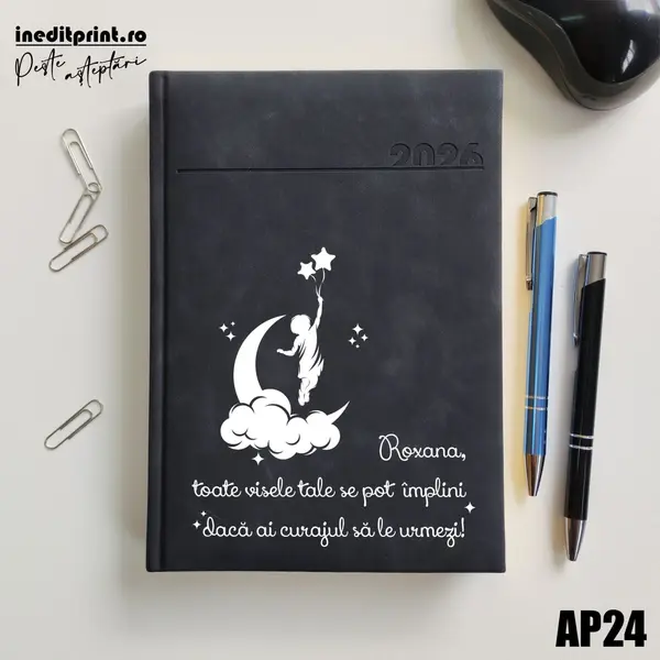 Agenda personalizata 2026 Visele tale AP24 DELUXE PREMIUM, Chia Negru