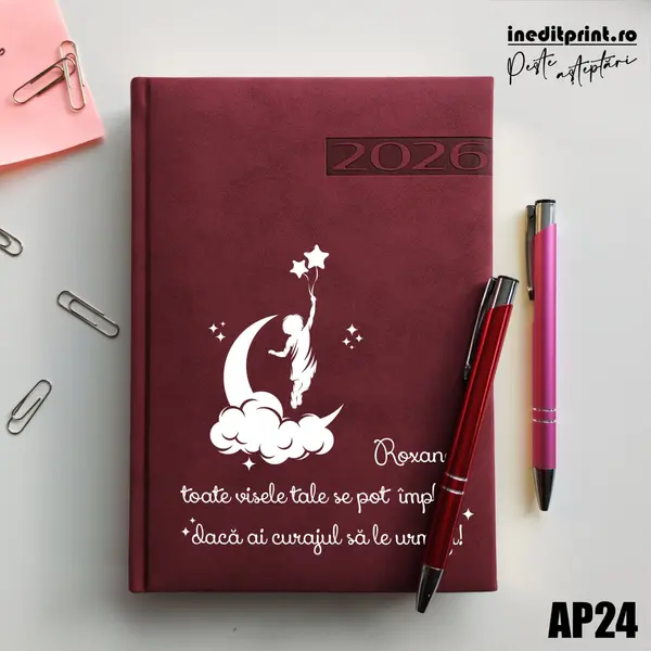 Agenda personalizata 2026 Visele tale AP24 DELUXE PREMIUM, Teano Bordo