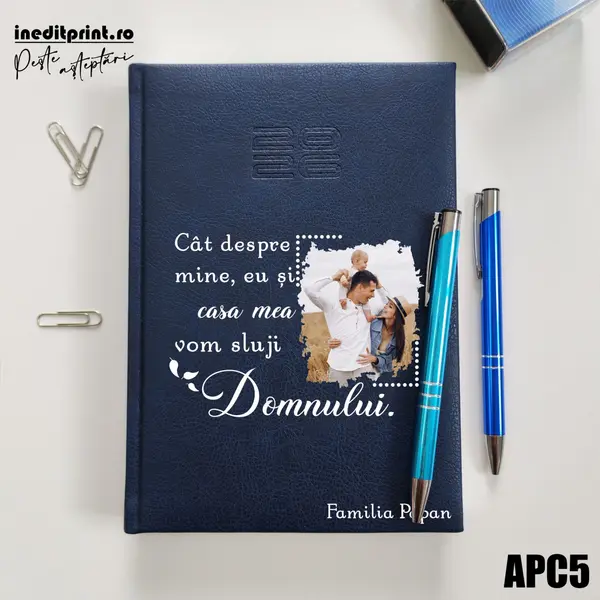 Agenda personalizata 2026 Vom sluji Domnului APC5 DELUXE PREMIUM, Chiavenna Albastru