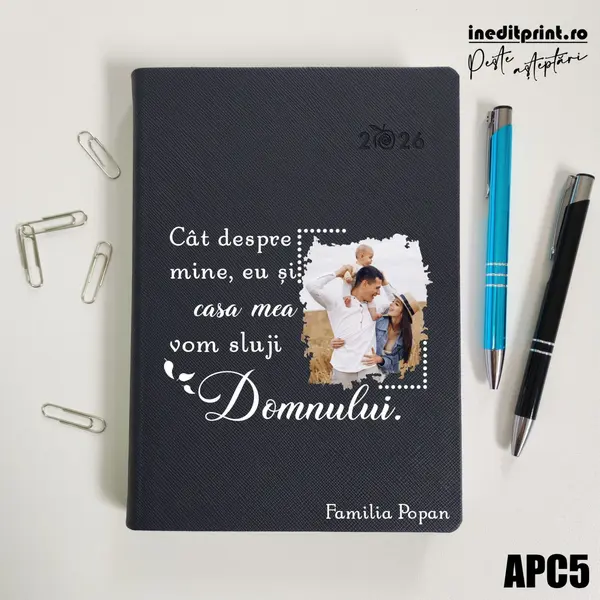 Agenda personalizata 2026 Vom sluji Domnului APC5 DELUXE PREMIUM, Ortisei Albastru