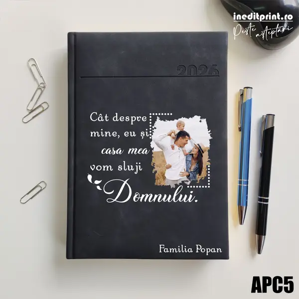 Agenda personalizata 2026 Vom sluji Domnului APC5 DELUXE PREMIUM, Chia Negru