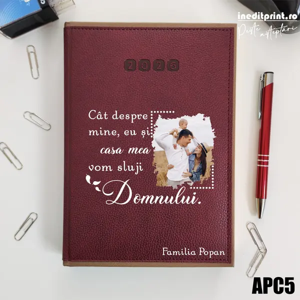 Agenda personalizata 2026 Vom sluji Domnului APC5 DELUXE PREMIUM, Alghero Bordo