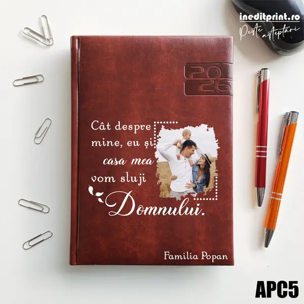 Agenda personalizata 2026 Vom sluji Domnului APC5 DELUXE PREMIUM, Narni Maro