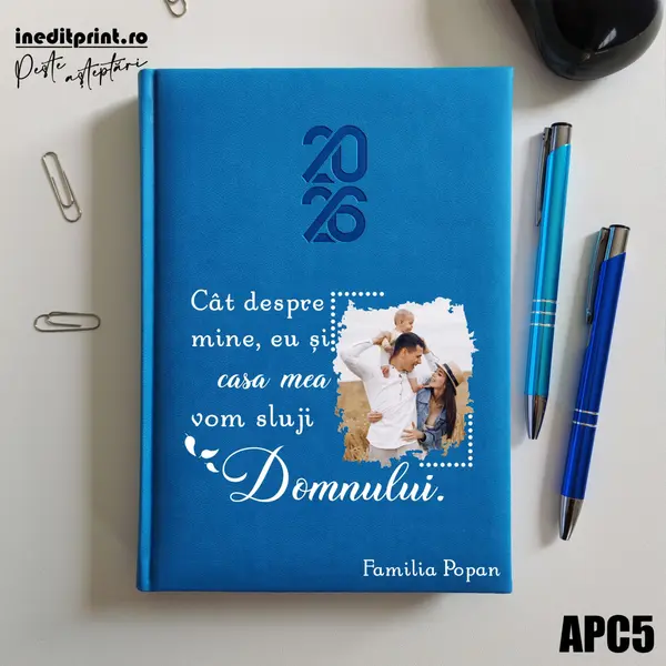 Agenda personalizata 2026 Vom sluji Domnului APC5 STANDARD HT2, ALBASTRU DESCHIS