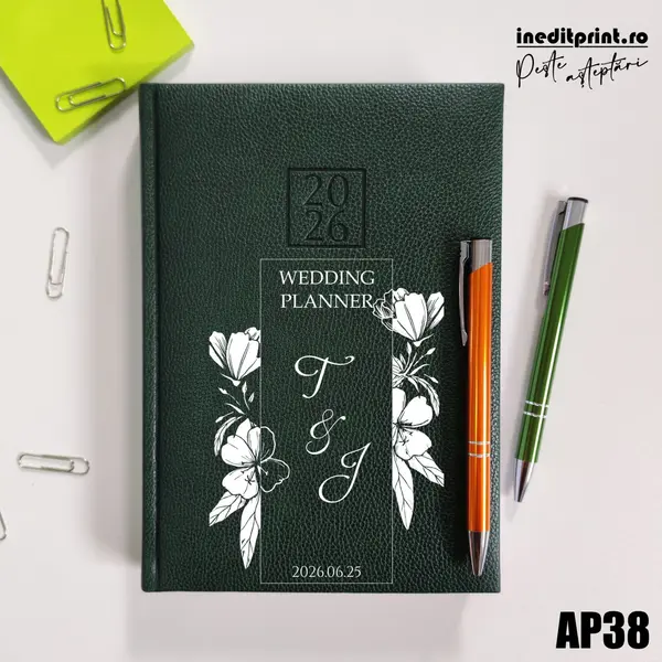 Agenda personalizata 2026 Wedding Planner AP38 DELUXE H, Edolo Verde