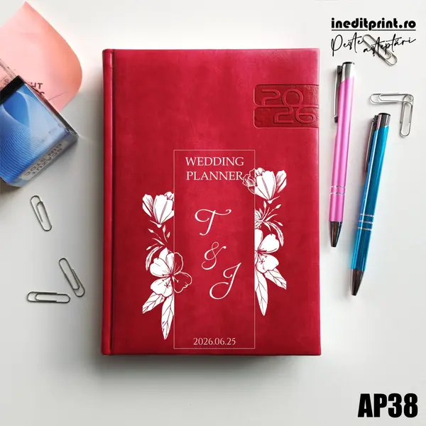 Agenda personalizata 2026 Wedding Planner AP38 DELUXE PREMIUM, Narni Fucsia