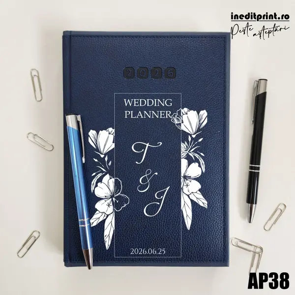 Agenda personalizata 2026 Wedding Planner AP38 DELUXE PREMIUM, Alghero Albastru