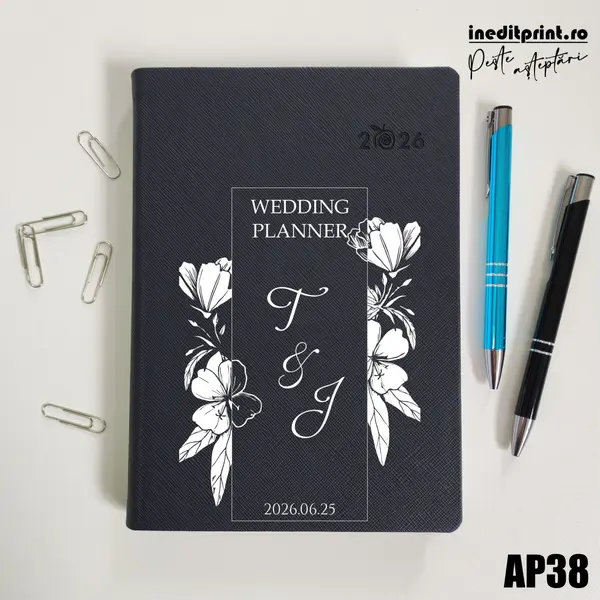 Agenda personalizata 2026 Wedding Planner AP38 DELUXE PREMIUM, Ortisei Albastru