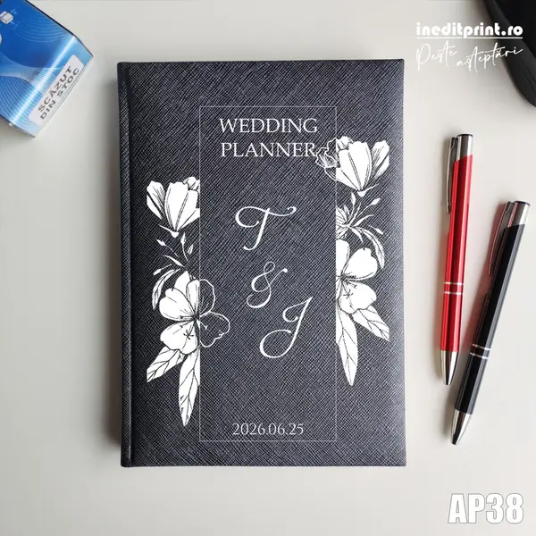 Agenda personalizata 2026 Wedding Planner AP38 NEDATATA RT, Gri-Adria
