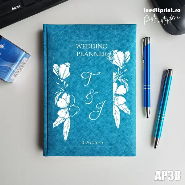 Agenda personalizata 2026 Wedding Planner AP38 NEDATATA RT, Turcoaz-Adria