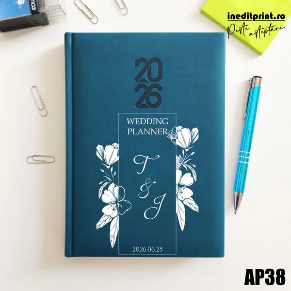 Agenda personalizata 2026 Wedding Planner AP38 STANDARD HT2, Albastru Petrol