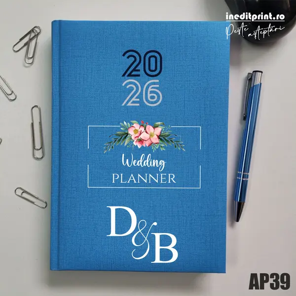 Agenda personalizata 2026 Wedding Planner AP39 Datata C, Turcoaz