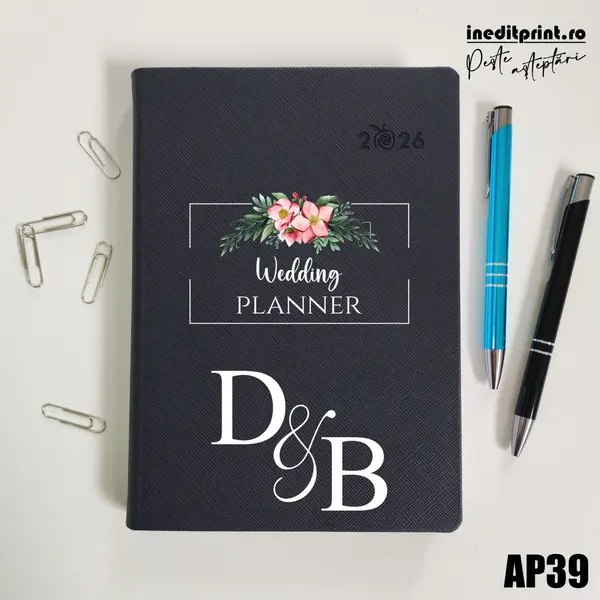 Agenda personalizata 2026 Wedding Planner AP39 DELUXE PREMIUM, Ortisei Albastru