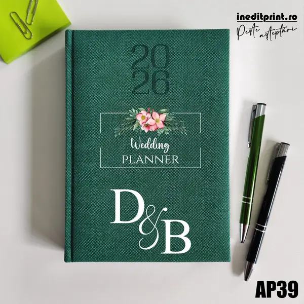 Agenda personalizata 2026 Wedding Planner AP39 DELUXE PREMIUM, Bard Verde