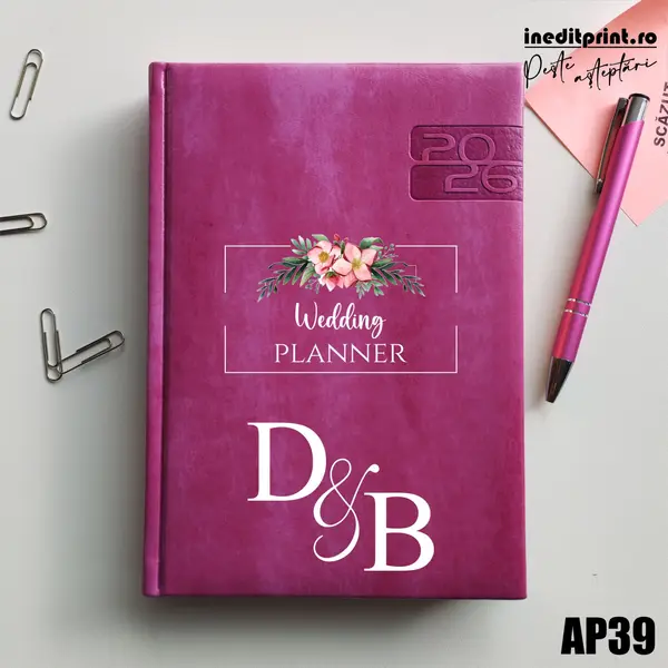 Agenda personalizata 2026 Wedding Planner AP39 DELUXE PREMIUM, Narni Purpuriu