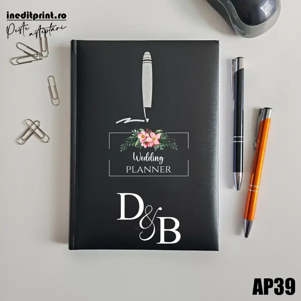 Agenda personalizata 2026 Wedding Planner AP39 NEDATATA H, NEGRU