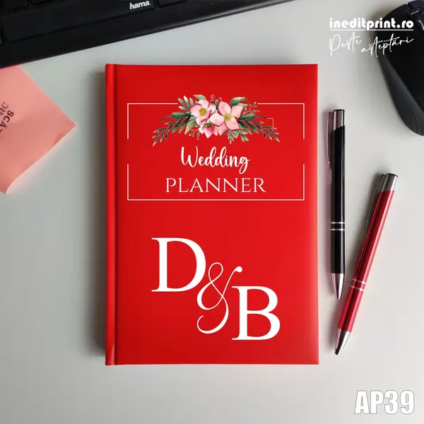 Agenda personalizata 2026 Wedding Planner AP39 NEDATATA RT, Rosu