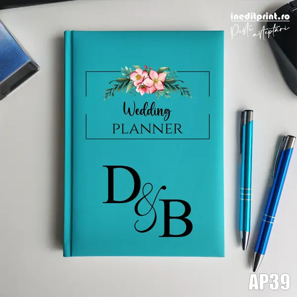 Agenda personalizata 2026 Wedding Planner AP39 NEDATATA RT, Turcoaz