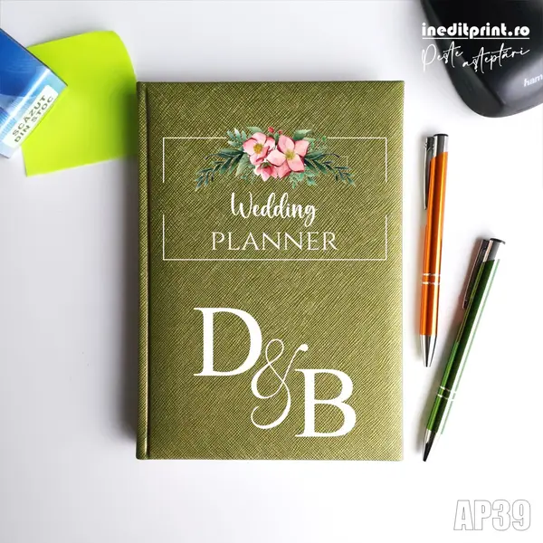 Agenda personalizata 2026 Wedding Planner AP39 NEDATATA RT, Verde-Adria
