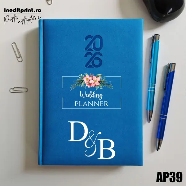 Agenda personalizata 2026 Wedding Planner AP39 STANDARD HT2, ALBASTRU DESCHIS