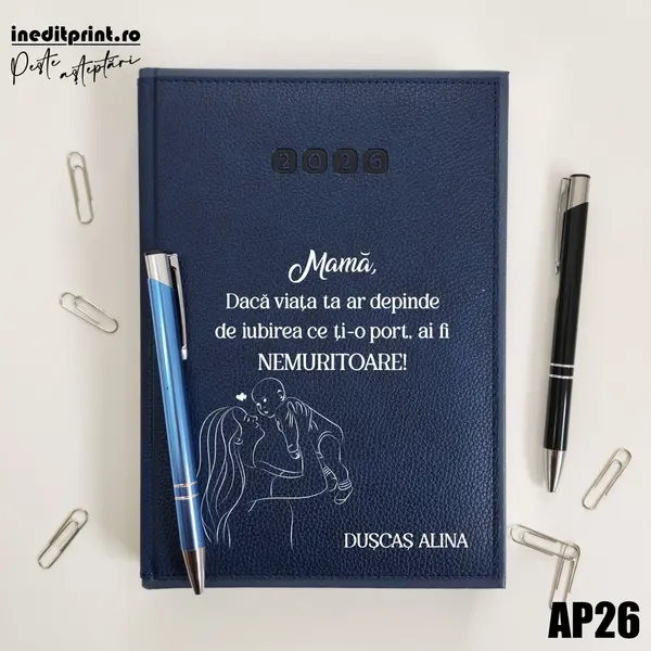 Agenda personalizata 2026 Ziua mamei AP26 DELUXE PREMIUM, Alghero Albastru