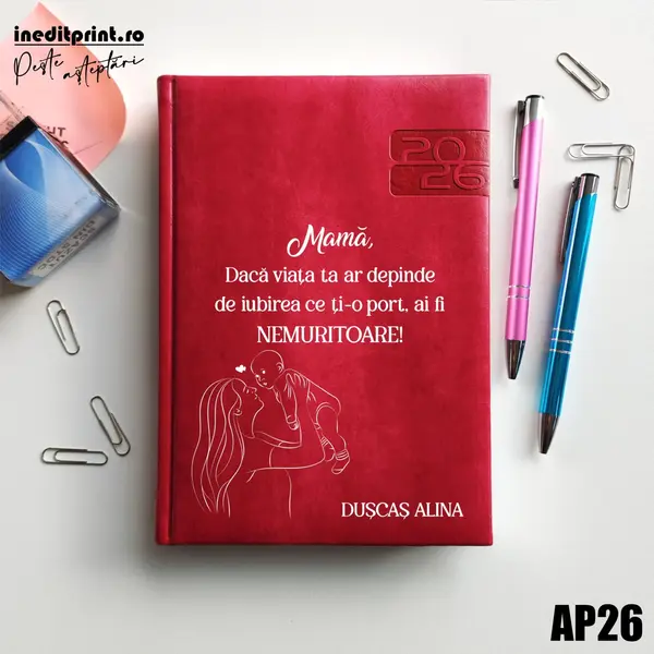 Agenda personalizata 2026 Ziua mamei AP26 DELUXE PREMIUM, Narni Fucsia