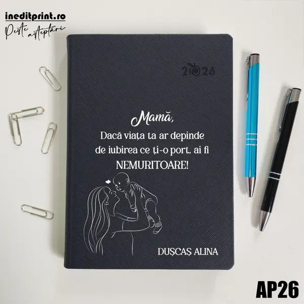Agenda personalizata 2026 Ziua mamei AP26 DELUXE PREMIUM, Ortisei Albastru