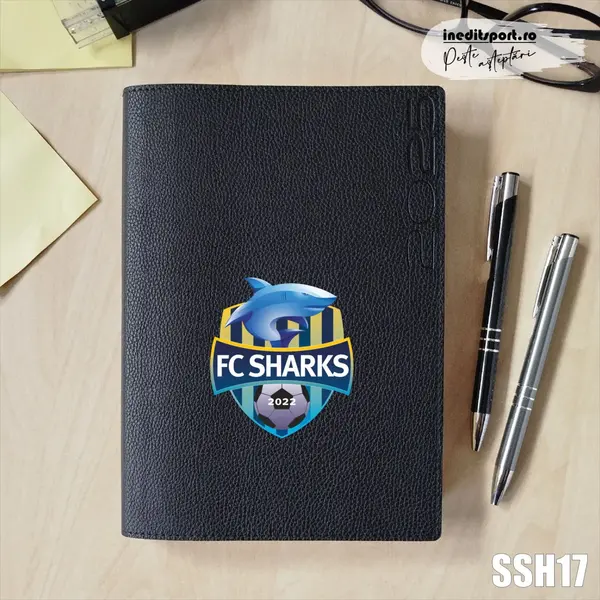 Agenda personalizata F.C. Sharks SSH17 DELUXE PREMIUM, NEGRU LORETO
