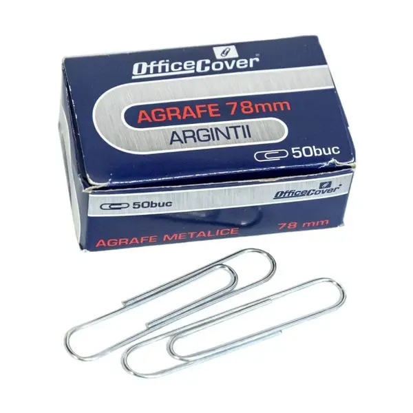 Agrafe birou Office Cover, metalice, 78 mm, argintii, cutie 50 bucati