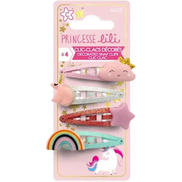 Agrafe Clic Clac, Princesse, Lili, 4 Bucati