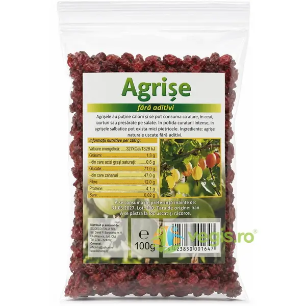 Agrise Rosii Uscate fara Aditivi 100g