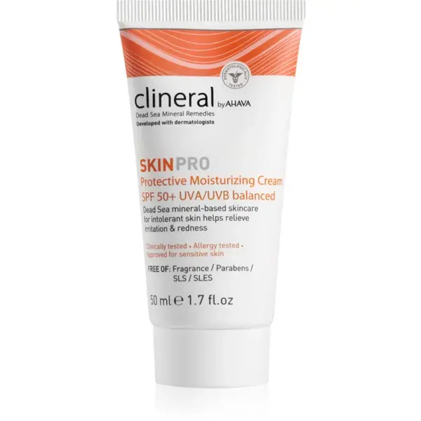 AHAVA Clineral SKINPRO hidratant si pentru protectie solara pentru piele sensibila si intoleranta SPF 50 50 ml