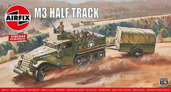 Airfix Model asamblabil Militar: Tancuri - Transportor blindat semitracționat american M3, Vintage Classics