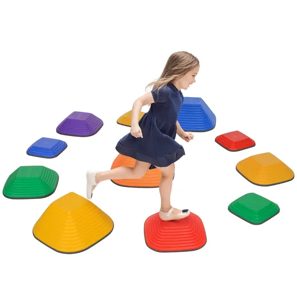 AIYAPLAY 11 piese pietre de echilibru pentru copii parcurs de motricitate empilabile și antidrapante multicolor | Aosom Romania