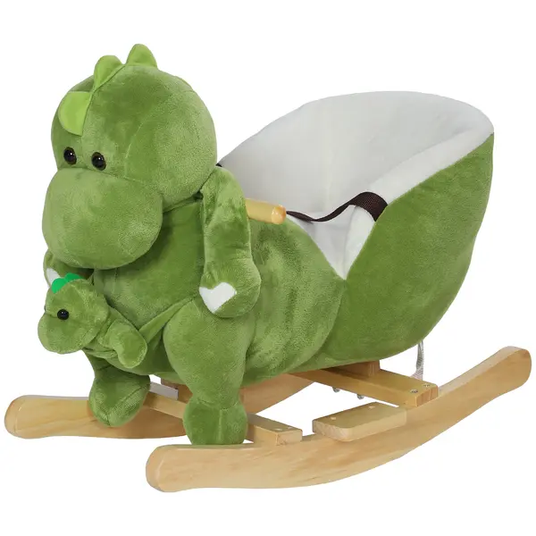 AIYAPLAY Balansoar pentru Copii 18-36 Luni în formă de Dinozaur cu Sunete, 62x33x45 cm, Verde | Aosom Romania