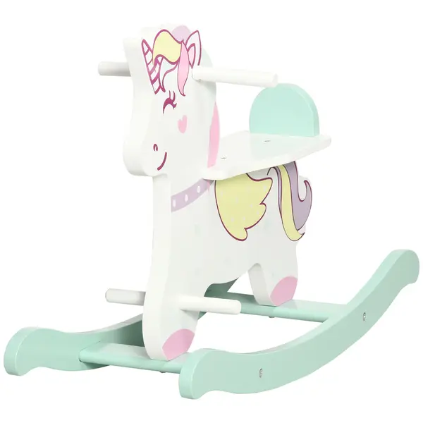 AIYAPLAY Balansoar Unicorn pentru Copii 1-3 Ani, Jucărie Multicoloră, 68x27x47.5cm | Aosom Romania