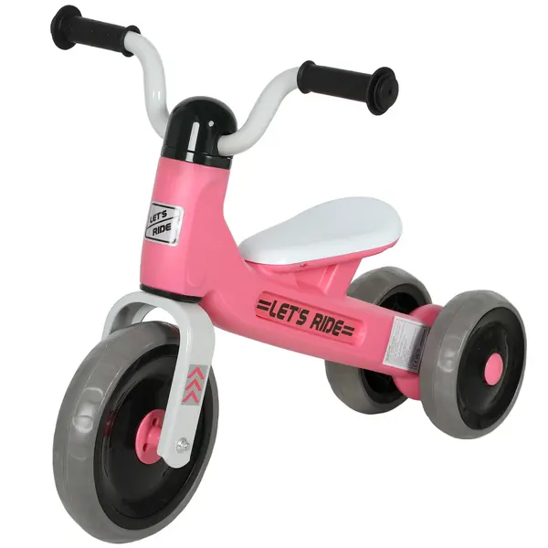 AIYAPLAY Bicicletă fără pedale bebeluși 1-3 ani până la 20 kg, bicicletă pentru copii fără pedale, 3 roți silențioase, 69 x 40 x 49 cm, roz | Aosom Romania