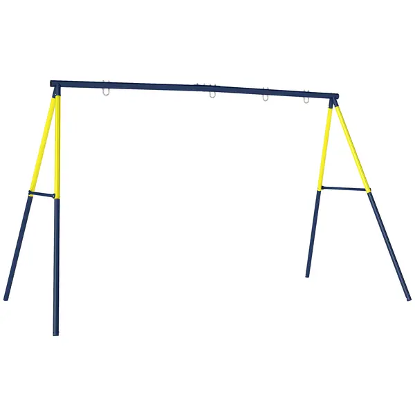 AIYAPLAY Cadru pentru Leagăn de Grădină pentru Copii, Structură din Oțel, Anti-UV, Impermeabil, Suportă 150 kg, cu 4 Cârlige pentru Leagăn Tip Cuib, Leagăn în U, Scară, 260x160x178 cm, Albastru | Aosom Romania