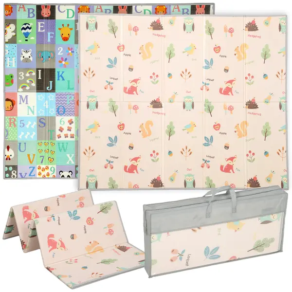 AIYAPLAY Covoraș pentru Copii 0-3 Ani cu Numere și Litere, Suprafață Impermeabilă, din XPE Multicolor, 176.5x148x1 cm | Aosom Romania